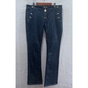 Rocawear Women's Low Rise Bootcut Jeans Size 5 Gold Buttons & Gold Zipper Y2K